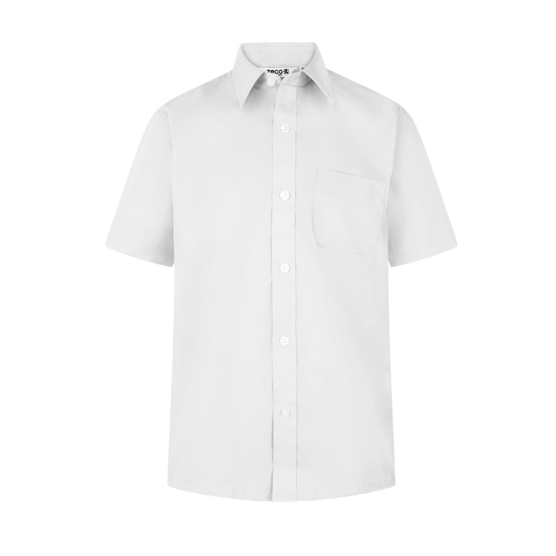 Boys Twin Pack Non Iron Short Sleeve White Shirts