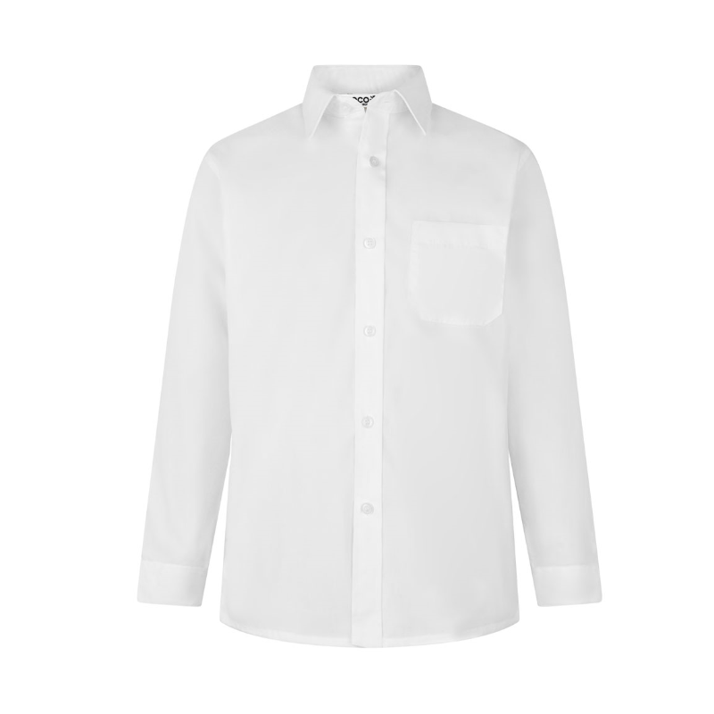 Boys Twin Pack Non Iron Long Sleeve White Shirts
